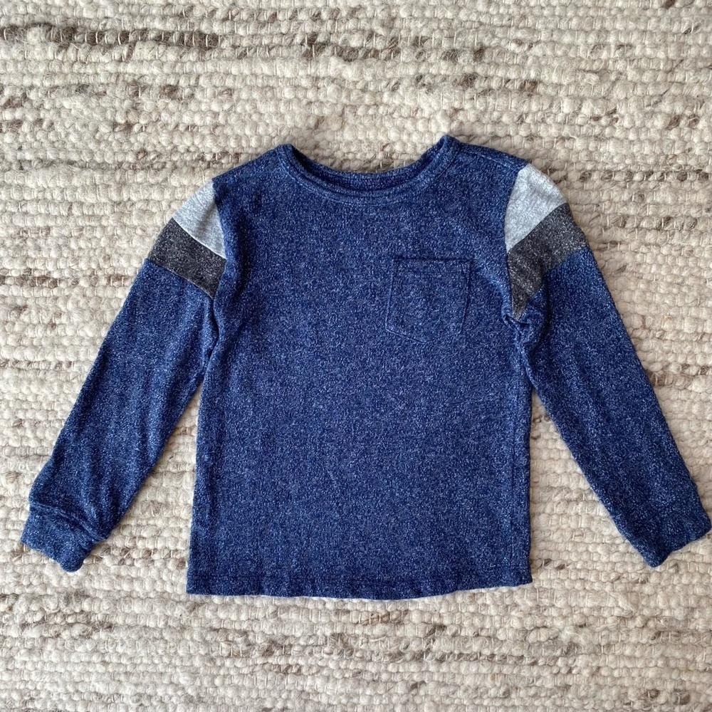 OshKosh B’gosh Cozy Blue & Charcoal Marled Long Sleeve Tee, Size 6/6A